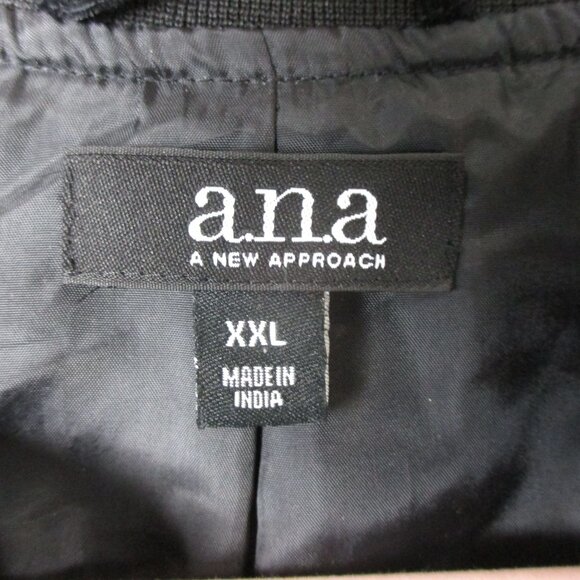 a.n.a. Womens Velvet Jacket XXL Black Full Zip Pockets Rose Embroidery Lined - Picture 6 of 8